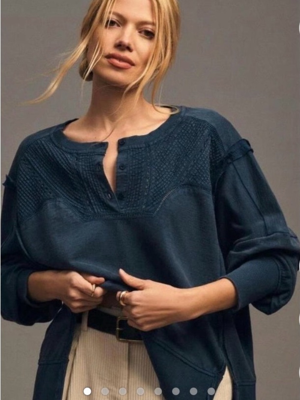 Pilcro from Anthropologie Blue Pullover Henley Sweatshirt
